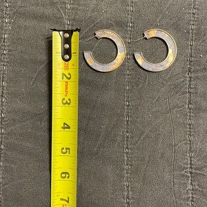 Blue and gold hoop earrings